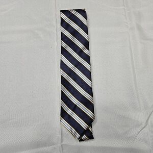 Brooks Brothers Tie Mens Navy Blue Yellow Striped Silk Made in USA Classic tie